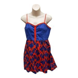 COPE Blue and Red Floral Dress Open Back Size M